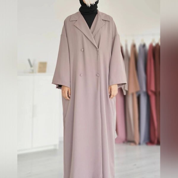 dusty mauve coat collar style abaya