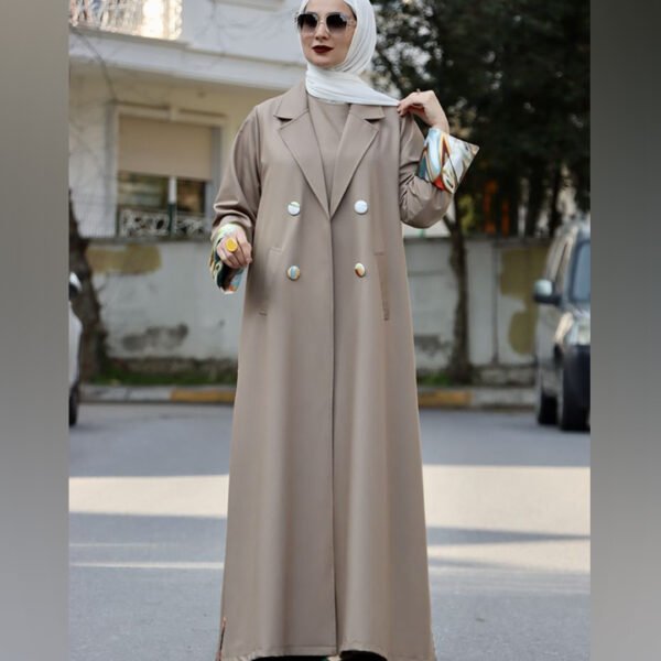 light brown coat collar style abaya